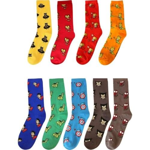 Colored Cotton Men Novelty Socks Personality Cartoon Breathable Wedding Gift Socks High Quality Happy Socks