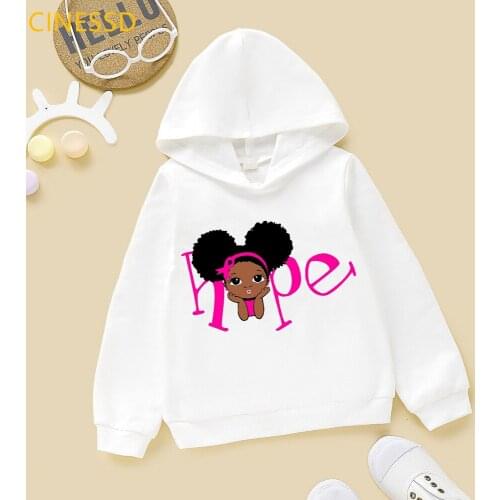 Lovely puff hair little melanin princess print black lives matter girls kids cap sweatshirts winter thick clothes cute hoodies
