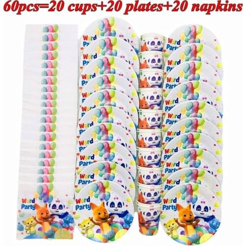 Word Party Theme Party Supplies Kids Birthday Party Decorations Cups Plates Napkins Disposable Tableware Set Baby Shower Supply