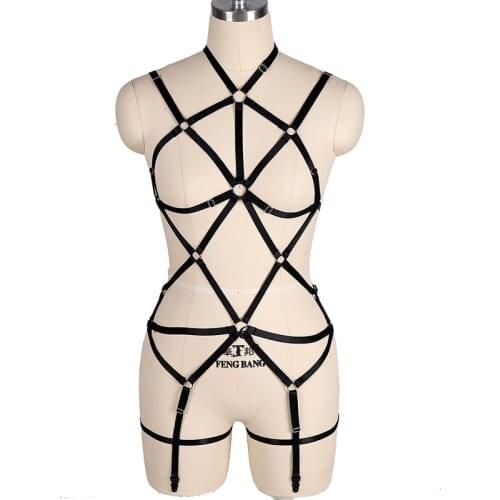Women Harness Cross Straps Set Binding Body Leg Garter Sword Belt Goth Sexy Bondage Chest Cage Bra Lingerie Dance Wear