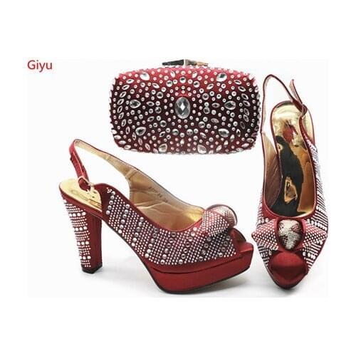 Doershow beautiful shoe and bag set for party Italian shoe with matching bag new design lady matching shoe and bag!HGX1-11