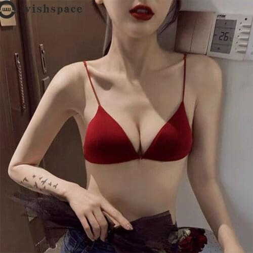 Fine With Beauty Back Without Rims Benmingnian Underwear Suits Female Small red Sexy Bra Cover the Anterior Chest