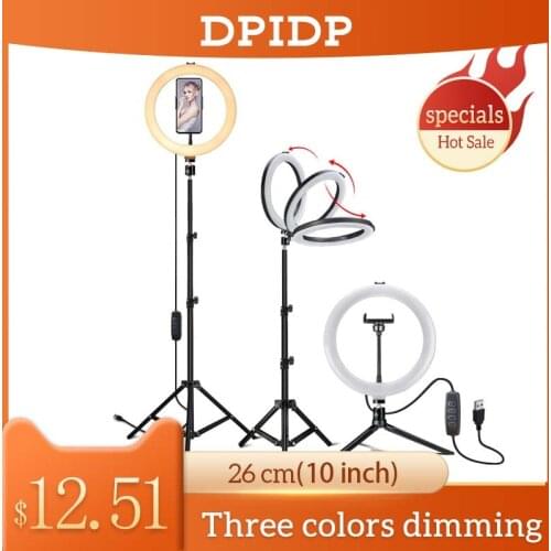 Led Selfie Ring Light 26cm Rim Of Photography Lamp With Mobile Holder Support Tripod Stand Ringlight For Live Video Streaming
