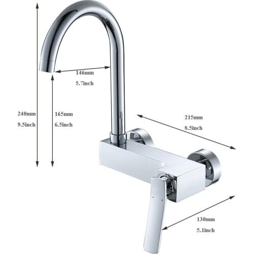 Kitchen Wall mounted rotated mix faucets basin chrome brass single handle faucet basin accessories sink mixer taps