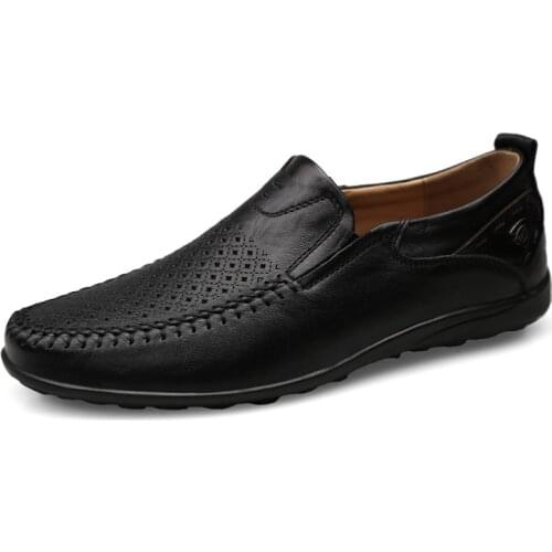 Italian Men Casual Shoes Summer Genuine Leather Men Loafers Moccasins Slip On Mens Flats Breathable Male Driving Shoes BTMOTTZ