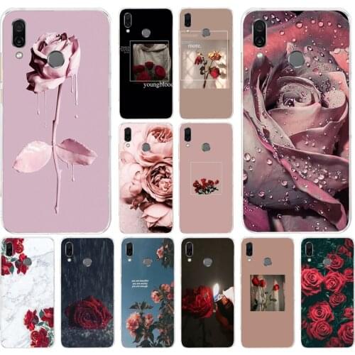 59AS Pretty roses Soft Silicone Tpu Cover phone Case for huawei Honor 8 8a Prime 8s 8x 8 lite 9 9x 9 lite 10 10i 10 lite