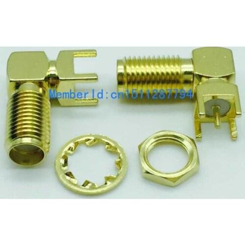 2015 New Arrival PCB mounting with nut, washer SMA female connector adapter socket bulkhead right angle through-hole