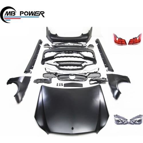 E class w212 e63 body kit for W212 E200 E300 E260 to E63 with front bumper bonnet head lamp taillights diffuser ehaust pipe