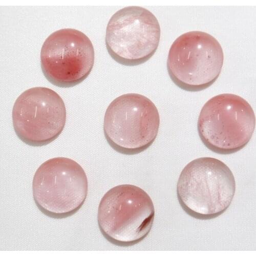 Wholesale 50pcs/10mm Natural Stone cherry quartz Round Cabochons No hole beads For DIY Jewelry making Ring Accessories