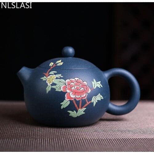 WSHYUFEI Yixing teapot genuine all the handmade ink green mud painted Xi Shi pot Zisha teapot tea set 188 ball hole 110ml