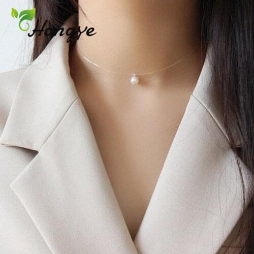 Hongye Oblate Freshwater Pearls Necklaces Womens Jewelry Choker Neck Chain Fishing Wire Female Simplicity Collar Accessories