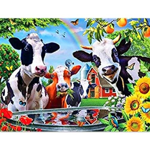 Full,Diamond Embroidery,Animal,Cow,farm,5D,Diamond Painting,Cross Stitch,3D,Diamond Mosaic,Needlework,Crafts,Christmas,Gift
