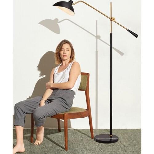 Postmodern Industrial Swing Arm Black Corner Floor Lamp for Living Room Decoration Led E27 Sofa Bedroom Bedside Simple Cafe Bar