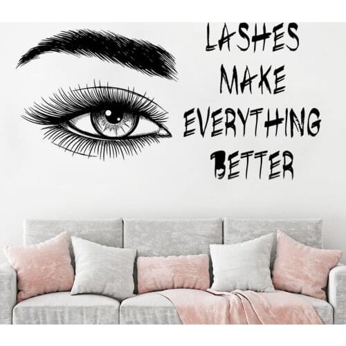 Eyelashes wall sticker Make Up Eyebrows Lashes Decal Beautiful Girl Beauty Salon decoracion Decal Vinyl Customized Decals HY33