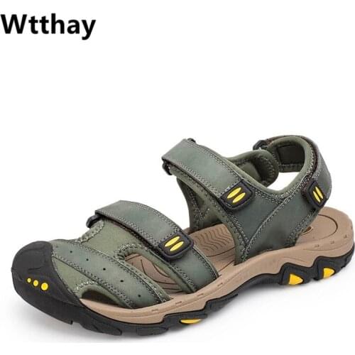 Genuine Leather Men Shoes Summer New Large Size Mens Sandals Men Sandals Fashion Sandals Slippers Big Size 38-47