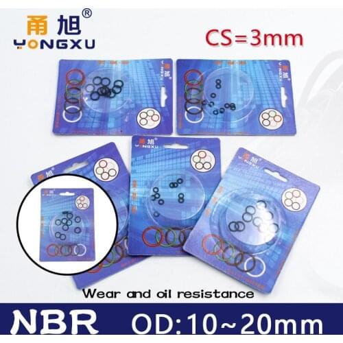 Boxed nitrile rubber NBR seal O-ring thickness CS3mm OD10/11/12/13/14/15/16/17/18/19/20mm Gasket oring Waterproof oil resistance
