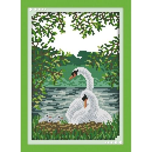 Everlasting Love White Swan (2) Chinese Cross Stitch Kits Ecological Cotton Stamped 11CT DIY Gift New Year Decorations For Home