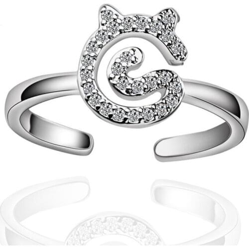 925 Sterling Silver Shiny Zircon Fashion Lovely Cat Design Adjustable Size Rings for Women Jewelry Christmas Gift Wholesale