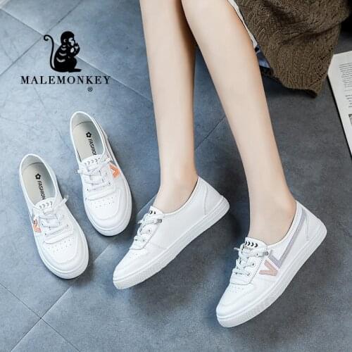 White Women Casual Vulcanize Shoes 2021 Autumn Fashion Outdoor Breathable Flat Shoes Woman White Sneakers Light Female Shoes