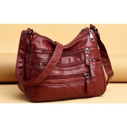 Womens Soft Leather Crossbody Bags Trend 2021 Luxury Handbags Purses Female Bags Many Pockets Designer Shoulder Bag Sac Femme