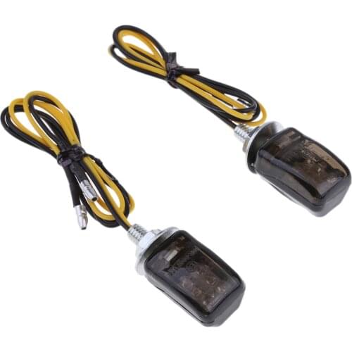 1 Pair Universal Motorcycle Bike Mini Amber LED Turn Signal Indicator Blinker Light, 6mm Thread