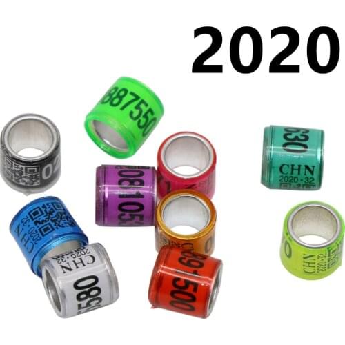 100 Pcs 2020 Aluminum Plastic Material Multicolor Pigeon With Number Letter Bird Foot Sign Rings Race Fly Earrings