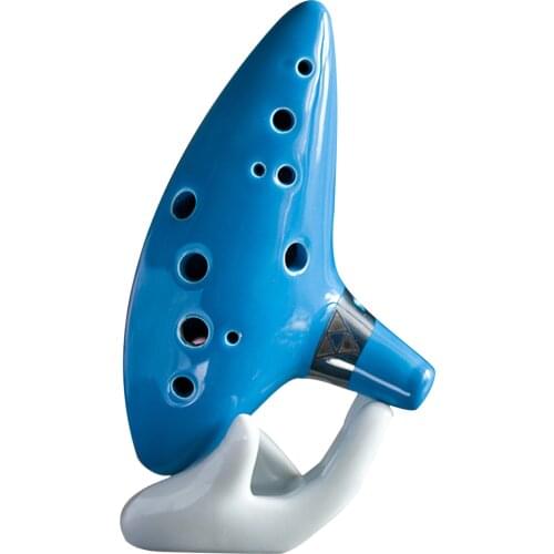 12 Holes Alto C Zelda Ocarina Ceramic Vessel Flute Wind Musical Instrument with Musicbook Lanyard Display Stand Musical Gift