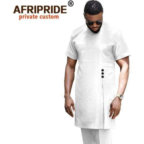 2020 African Men Clothing Traditional Set Dashiki Shirt and Ankara Pants Formal Outfit Blue Suit Tracksuit AFRIPRIDE A1916025