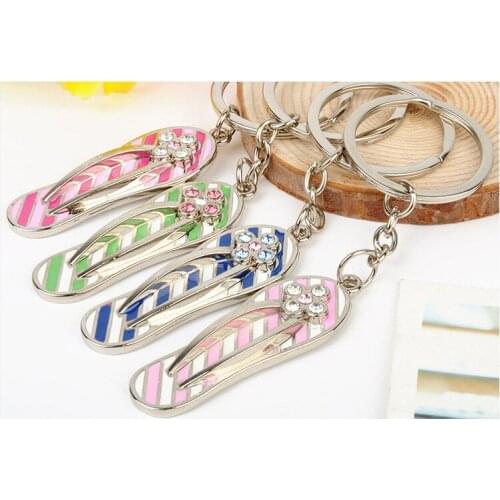 FREE SHIPPING BY DHL 200pcs/lot 2015 Hot Selling Novelty Slipper Keychains Metal Slipper Shaped Keyrings for Gifts