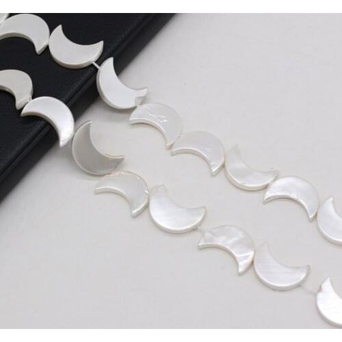 Natural White Moon Shape Shell Loose Beads for Necklace Bracelet Accessories Jewelry Making Women Gifts Size 10x20mm 15x25mm