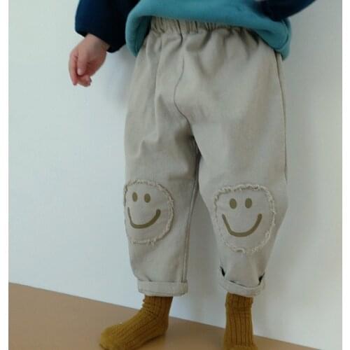 South Korean childrens clothing 2020 boys and girls winter smiley casual pants baby pants fall clothes for kids