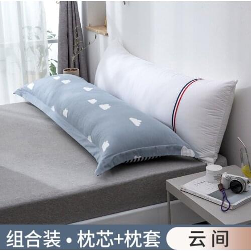 Double pillow with pillow case, long one couple pillow, long pillow, no collapse, no deformation, cotton pillow core, whole head