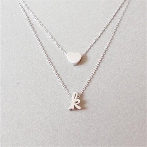 Double Layers Tiny Initial Necklace Cursive Letter For Bridesmaid Gift Wedding Minimalist Bridal Party Gift