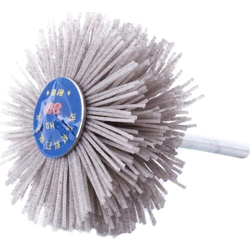 GTBL 6mm Shank 80mm Dia Abrasive Nylon Wheel Brush Woodwork Polish Bench Grinder