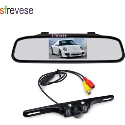 4.3" LCD Car Rear View Mirror Monitor Kit + 7 IR Night Vision Waterproof Car Reversing Parking Backup Camera