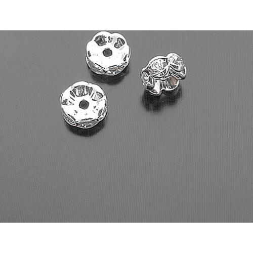 17124-G)50PCS 8MM Silver Color Brass Rhinestone Circle-wave edge Jewelry Making Supplies Diy Findings Accessories