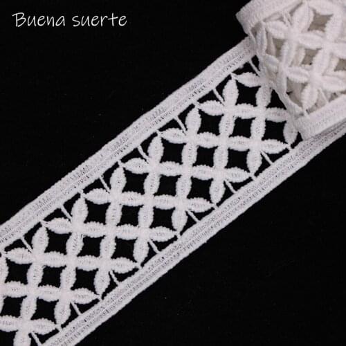 1Y/2Yds 40mm Belt Striped Grid Embroidered Black White Lace Fabric DIY Crafts Sewing Decoration Accessories for Lace Ribbon Trim