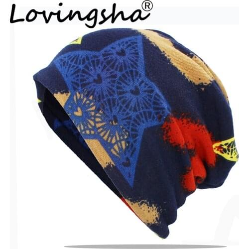 LOVINGSHA Fashion Women Winter Autumn Hat Adult Teenager Thin Girl Multifunction Skullies Beanies Men Scarf Vintage Cap HT181