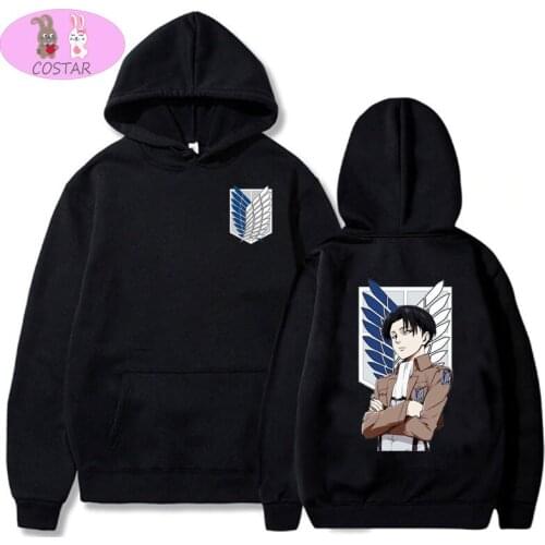 COSTAR Hot Anime Attack On Titan Levi Ackerman Printed Fashion Hoodies Pullover Harajuku Hooded Sweatershirt Unisex