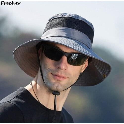 2021 New Summer Mesh Breathable Fisherman Hat 2021 Mens Outdoor Climbing Big Brim Sun Hat Sunscreen Fishing Hat