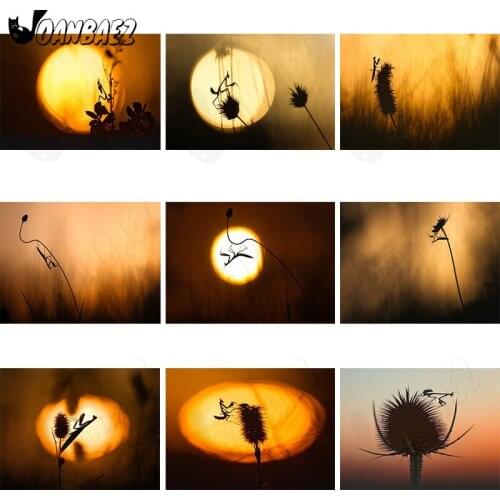 Sunset 5D Diy Diamond Painting Withered Grass Cross Stitch Kit Landscape Mosaic Hand Inlaid Home Decoration Gift Design