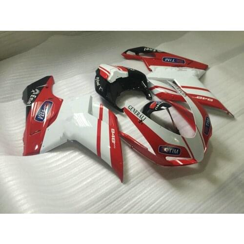Injection mold Fairing kit for DUCATI 1098 1198 848 2007 2011 ducati 1098 1198 848 07 08 10 11 New Red white Fairings Set DB66