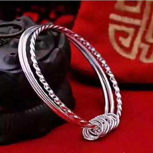 2019 New Fashion Bangles For Women Exquisite Charm Simple Silver Color Multi-Ring Bracelet Jewelry Bangles Female