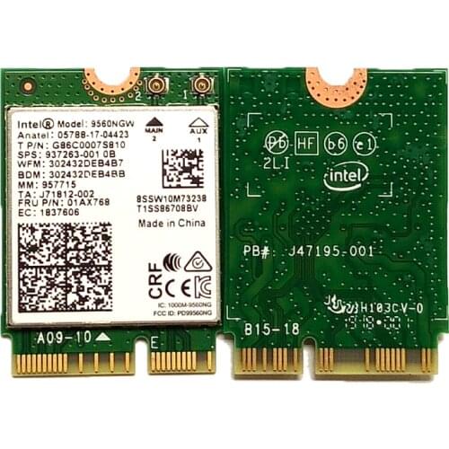 SSEA Wholesale New Wireless Card For Intel AC 9560 9560NGW NGFF Key E Wifi Bluetooth 5.0 8020.11ac for Laptop Windows 10