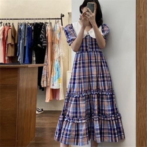 Pastoral Style Pattern Reducing Age Color Matching Dress