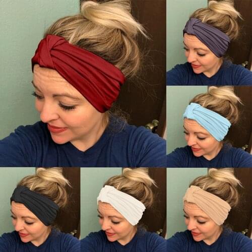 Soft Elastic Women Headband Cross Knot Wide Turban Head Wrap Solid Color Hair Bands for Women Girls Hair Accessories
