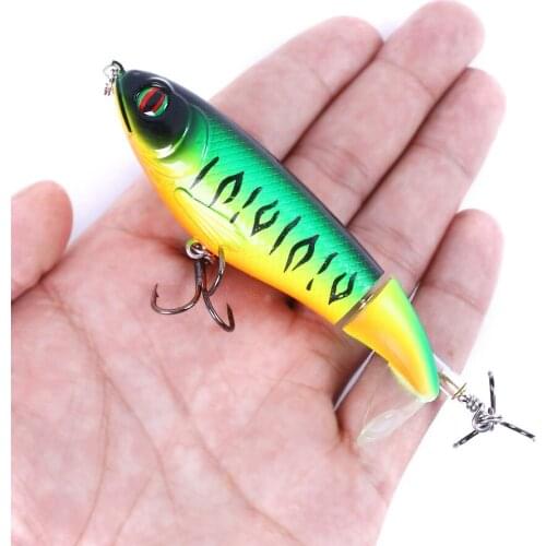 1PCS Whopper Pencil Popper Lure 9cm 17g Artificial Bait Hard Plopper Soft Rotating Tail Fishing Tackle Topwater Fishing Lure