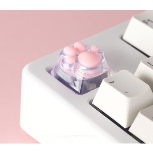 Transparent Cute Pink Soft Cat Paw Design Keycap For Cherry Mx Switch Mechanical Gaming Keyboard 3D Bionic Touch Cat Claw Keycap