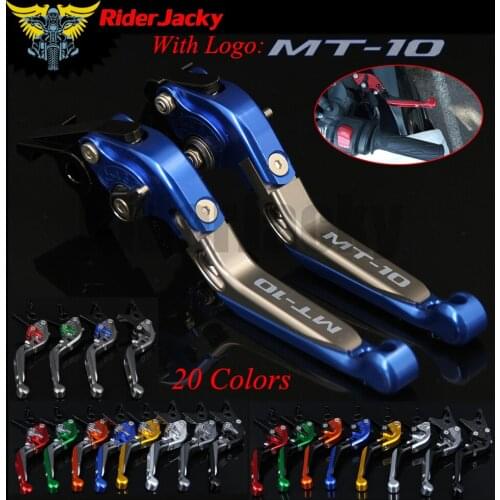 RiderJacky LOGO "MT-10" Motorcycle CNC Brake Clutch Levers For Yamaha MT-10 MT10 MT 10 2016-2018 Adjustable Extendable Foldable