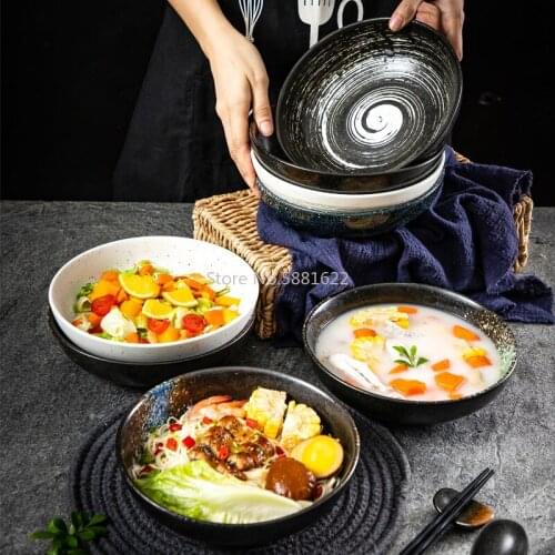 Japanese Style Tableware Ceramic Fruit Salad Bowl Ramen Bowl Baked Rice Bowl Home Creative Personality Breakfast Bowl Single